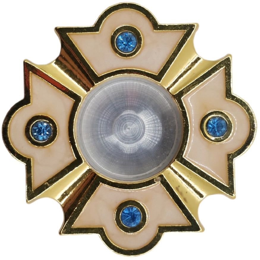 Capsule with enamel Ø5cm white enamel blue-gold