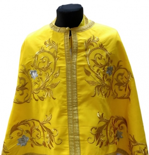 Priest Vestments, Greek Style, Embroidered on Gabardine with Sewn Galloon, Embroidery "Rose, Embroidered Center"