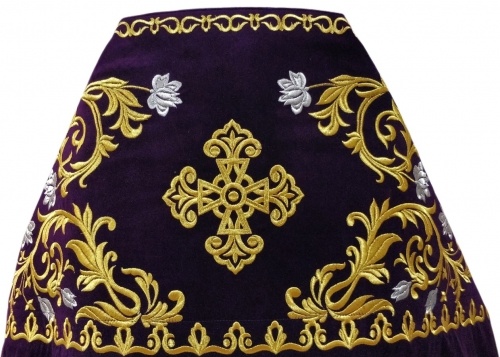 Priest Vestments, Embroidered Velvet, Embroidered Center, with Embroidered Galloon