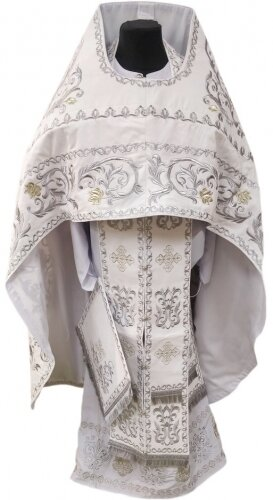 Priest Vestments, Embroidered Velvet, Embroidered Center, with Embroidered Galloon
