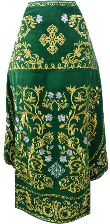 Priest Vestments, Embroidered Velvet, Embroidered Center, with Embroidered Galloon