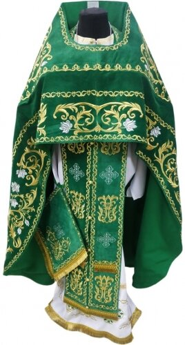 Priest Vestments, Embroidered Velvet, Embroidered Center, with Embroidered Galloon