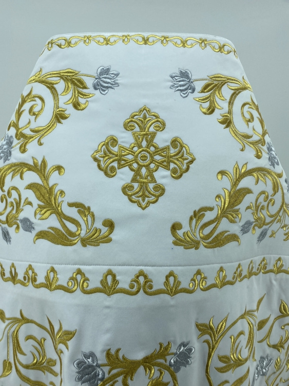 Priest Vestments, Embroidered Velvet, Embroidered Center, with Embroidered Galloon