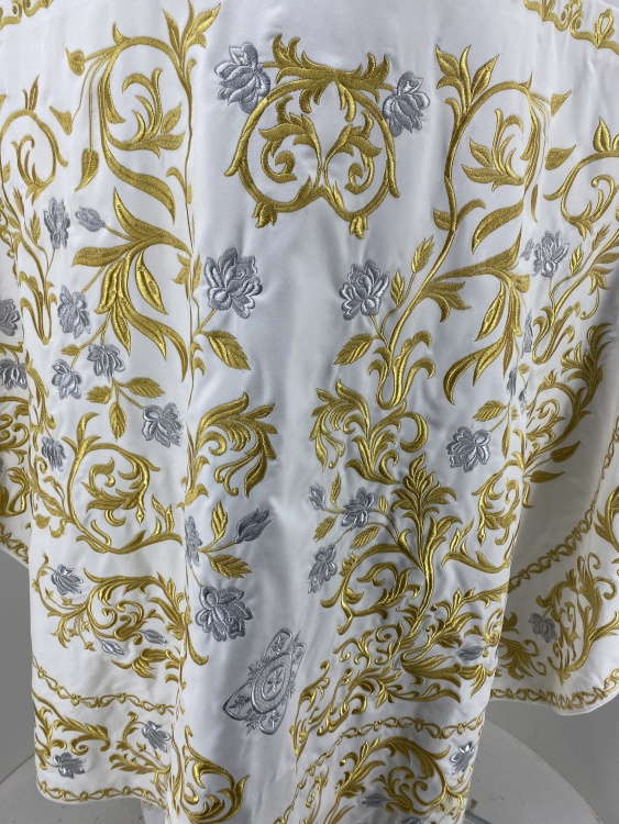 Priest Vestments, Embroidered Velvet, Embroidered Center, with Embroidered Galloon