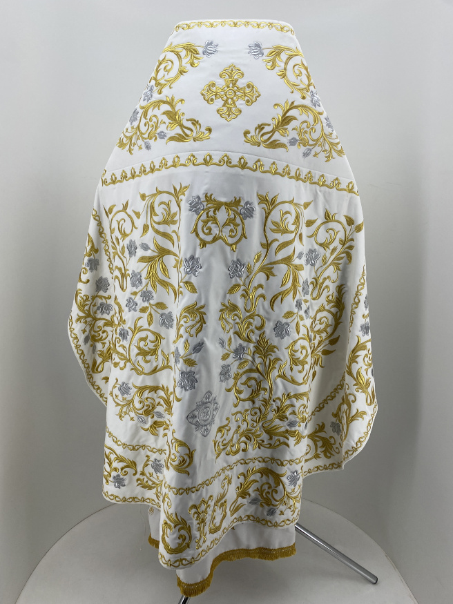 Priest Vestments, Embroidered Velvet, Embroidered Center, with Embroidered Galloon