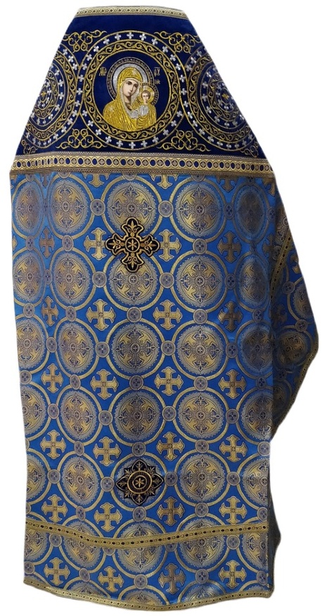 Priest Vestments Combined from Brocade "Kyiv Cross" with Embroidered Epitrachelion, Embroidery "Circle"