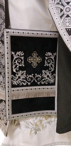 Priest Vestments Combined from Brocade "Florovsky Cross" with Embroidered Epitrachelion, Embroidery "New Embroidery"