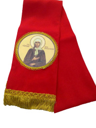 Bookmark with the Icon of Blessed Xenia, red