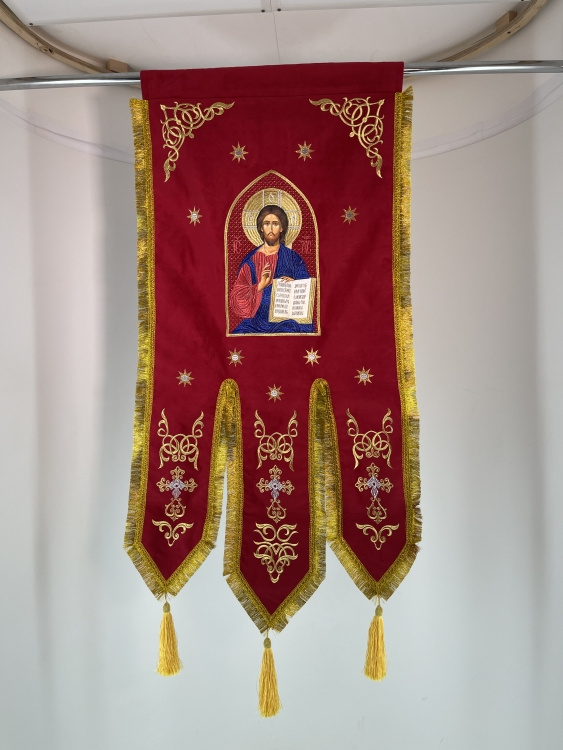 Embroidered Gonfalons (pair), embroidery "star"