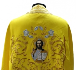 Priest Vestments, Greek Cut, Embroidered on Gabardine with Sewn Galloon, Embroidery "Rose, Embroidered Center"
