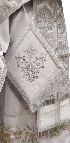 Priest Vestments Combined from Brocade "Florovsky Cross", with Embroidered Epitrachelion, Embroidery "New Embroidery"