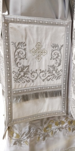 Priest Vestments Combined from Brocade "Florovsky Cross", with Embroidered Epitrachelion, Embroidery "New Embroidery"