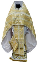 Priest Vestments, Brocade "Openwork Cross" with Sewn Braid