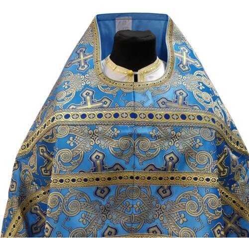 Priest Vestments, Brocade "Openwork Cross" with Sewn Braid
