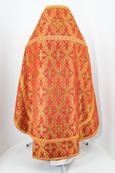 Priest Vestments, Brocade "Openwork Cross" with Sewn Braid