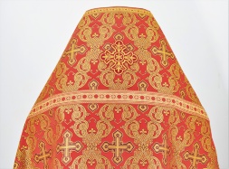 Priest Vestments, Brocade "Openwork Cross" with Sewn Braid