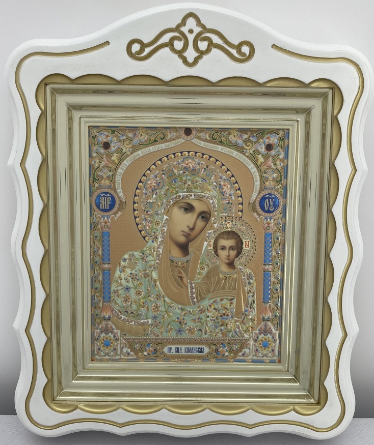 Icons "Wedding Couple" inscription dome yellow, blue, white, patina gold 30x24cm