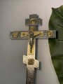 Altar Cross No. 3, nickel-plated with gold, Crucifixion - nickel, 26.5×14.5 cm