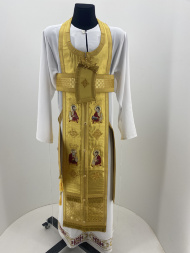Priest Vestments Combined from Brocade with Embroidered Epitrachelion