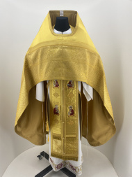 Priest Vestments Combined from Brocade with Embroidered Epitrachelion