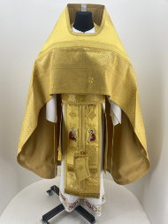 Priest Vestments Combined from Brocade with Embroidered Epitrachelion