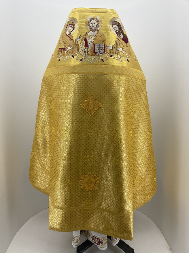 Priest Vestments Combined from Brocade with Embroidered Epitrachelion