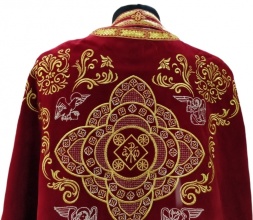 Priest Vestments, Greek Style, Embroidered on Velvet with Sewn Galloon
