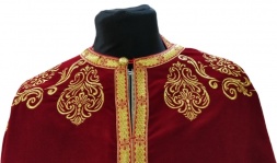 Priest Vestments, Greek Style, Embroidered on Velvet with Sewn Galloon