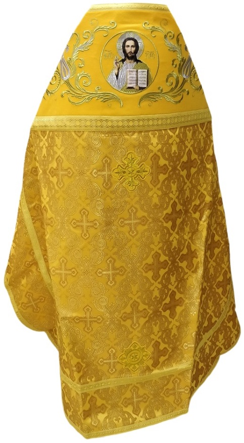 Priest Vestment Combined Brocade "Openwork Cross" with Embroidered Epitrachelion, Embroidery "New Embroidery"
