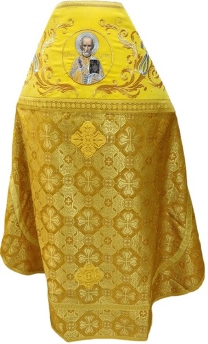 Priest Vestments Combined Brocade "Athonite Cross" with Embroidered Epitrachelion, Embroidery "New Pattern"