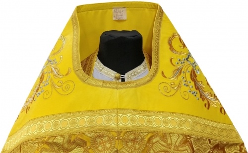 Priest Vestments Combined Brocade "Athonite Cross" with Embroidered Epitrachelion, Embroidery "New Pattern"