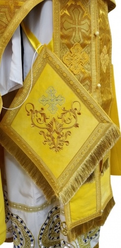 Priest Vestments Combined Brocade "Athonite Cross" with Embroidered Epitrachelion, Embroidery "New Pattern"