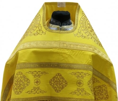 Priest Vestment Embroidered on Gabardine, "Circle" Embroidery with Sewn-On Galloon