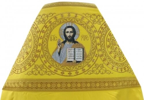 Priest Vestment Embroidered on Gabardine, "Circle" Embroidery with Sewn-On Galloon