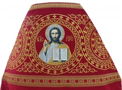 Priest Vestment Embroidered on Gabardine, "Circle" Embroidery with Sewn-On Galloon