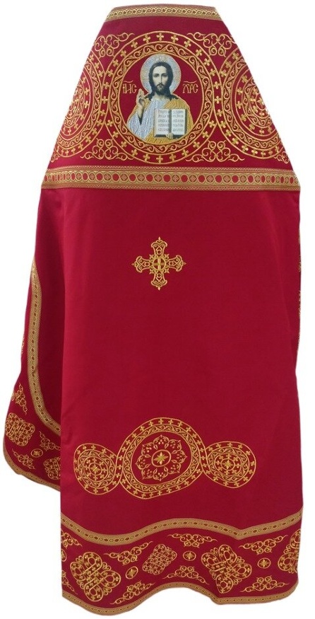 Priest Vestment Embroidered on Gabardine, "Circle" Embroidery with Sewn-On Galloon