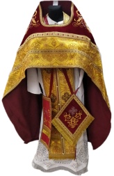 Priest Vestments Combined, Brocade "Kyiv Cross", with Embroidered Epitrachelion, Embroidery "New Pattern"
