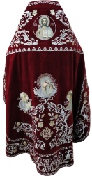 Priest Vestments, Embroidered on Velvet, Embroidered Center with Icons, with Embroidered Galloon