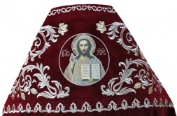 Priest Vestments, Embroidered on Velvet, Embroidered Center with Icons, with Embroidered Galloon