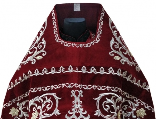 Priest Vestments, Embroidered on Velvet, Embroidered Center with Icons, with Embroidered Galloon