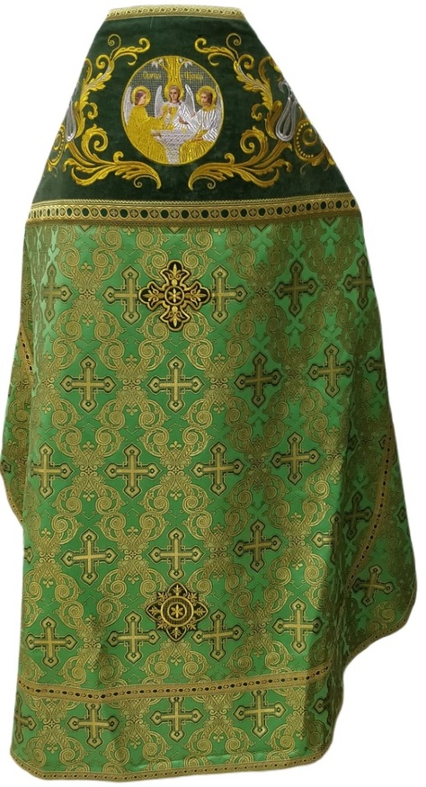 Priest Vestments Combined Brocade "Openwork Cross" with Embroidered Epitrachelion, Embroidery "New Pattern"