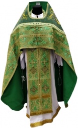 Priest Vestments Combined Brocade "Openwork Cross" with Embroidered Epitrachelion, Embroidery "New Pattern"