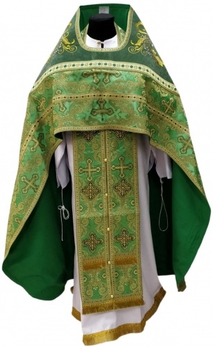 Priest Vestments Combined Brocade "Openwork Cross" with Embroidered Epitrachelion, Embroidery "New Pattern"