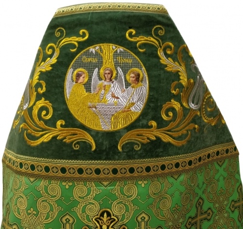 Priest Vestments Combined Brocade "Openwork Cross" with Embroidered Epitrachelion, Embroidery "New Pattern"