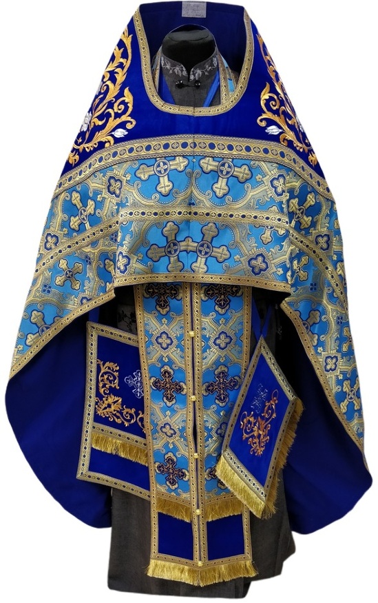 Priest Vestments Combined Brocade "Kyiv Cross" with Embroidered Epitrachelion, Embroidery "Rose"