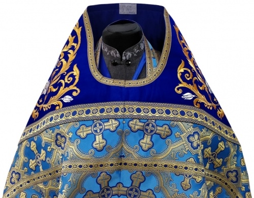 Priest Vestments Combined Brocade "Kyiv Cross" with Embroidered Epitrachelion, Embroidery "Rose"