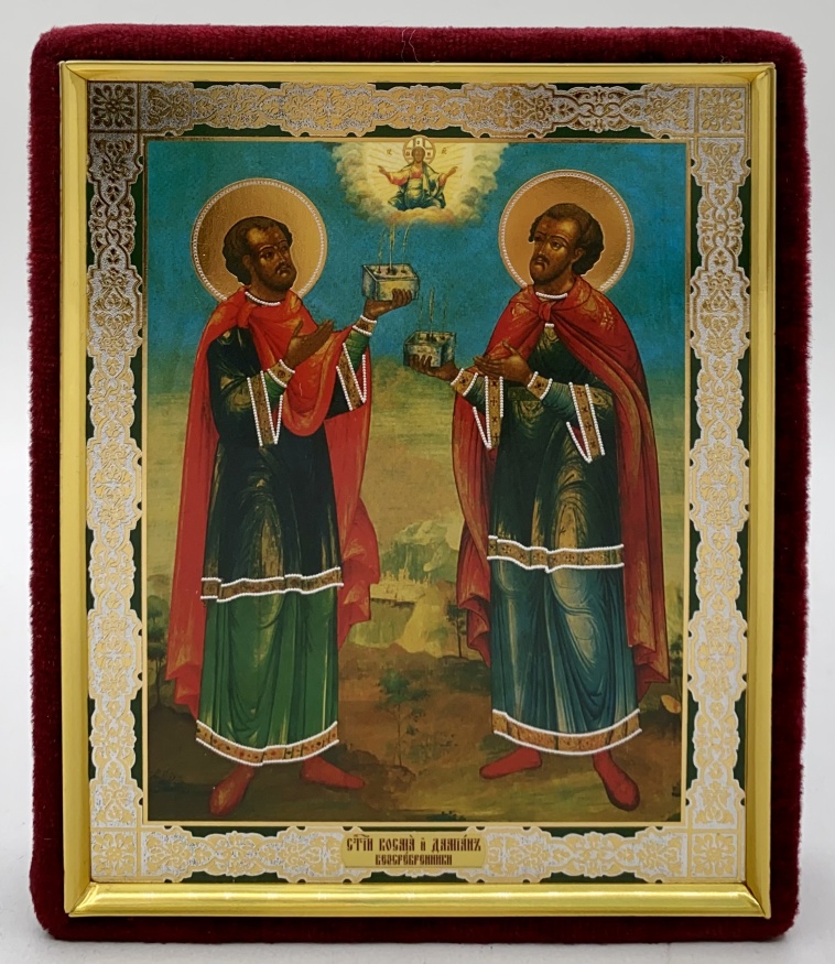 Icon of Holy Martyrs Cosmas and Damian 15×12