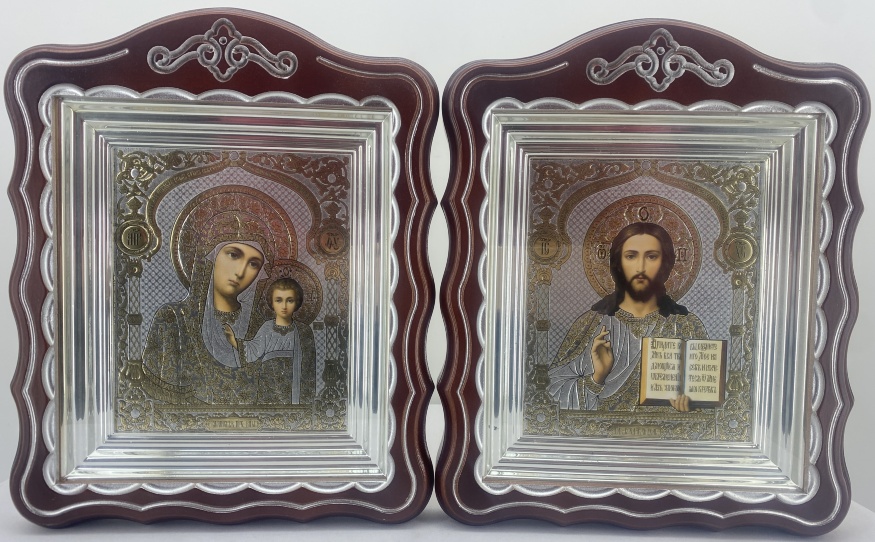 Icons "Wedding Couple" lit. dome flower, brown, patinated silver 30x24cm