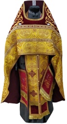 Priest Vestments Combined from Brocade "Kyiv Cross" with Embroidered Epitrachelion, Embroidery "Rose"