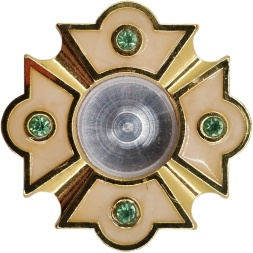 Capsule with enamel Ø5cm white enamel green with gold